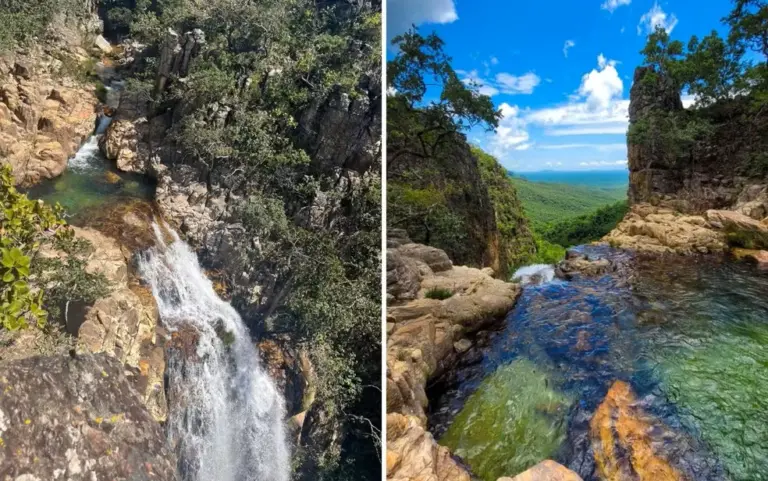 Cachoeiras e piscina de borda infinita no Complexo Águas Lindas, na Chapada dos Veadeiros — Foto: Divulgação/Complexo Águas Lindas