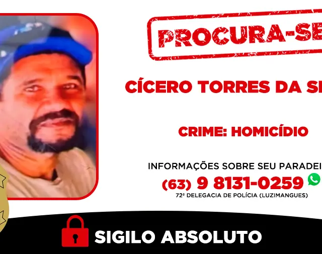 Suspeito procurado por homicídio em Luzimangues -  Foto: DICOM SSPTO/Governo do Tocantins