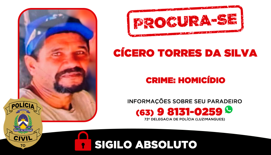 Suspeito procurado por homicídio em Luzimangues -  Foto: DICOM SSPTO/Governo do Tocantins