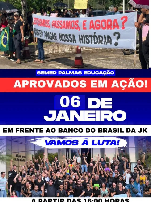 Aprovados no concurso da Educação de Palmas farão carreata e vão acampar na frente do TJ