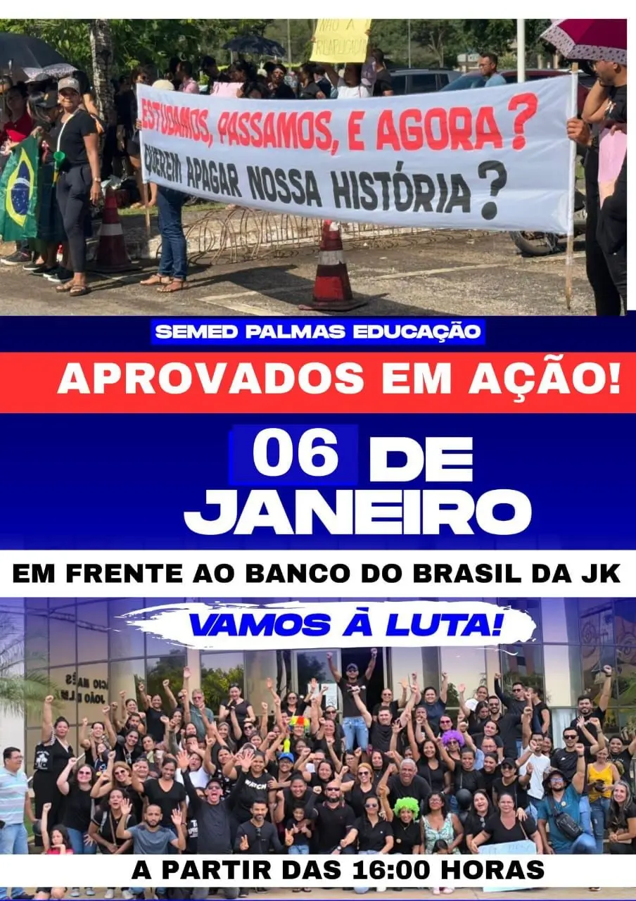 Aprovados no concurso da Educação de Palmas farão carreata e vão acampar na frente do TJ