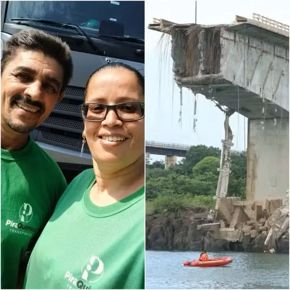 

O caminhoneiro José de Oliveira Fernandes perdeu a esposa Andreia Maria de Souza na ponte — Foto: Arquivo Pessoal/Corpo de Bombeiros