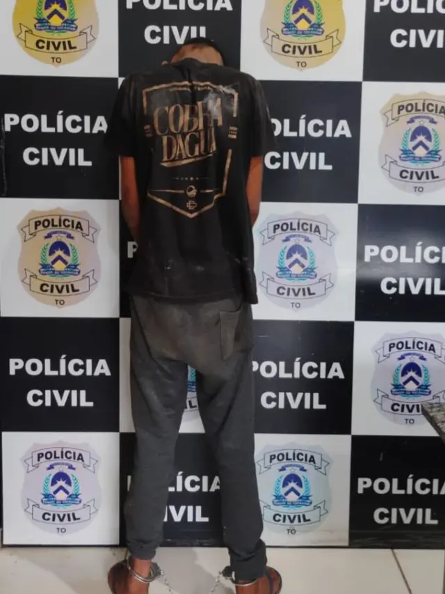 Suspeito com extensa ficha criminal é preso na manhã desta sexta-feira, 10, após pichar Área Reservada ao Comércio Ambulante (Arca), em Palmas - Divulgação SSP/TO