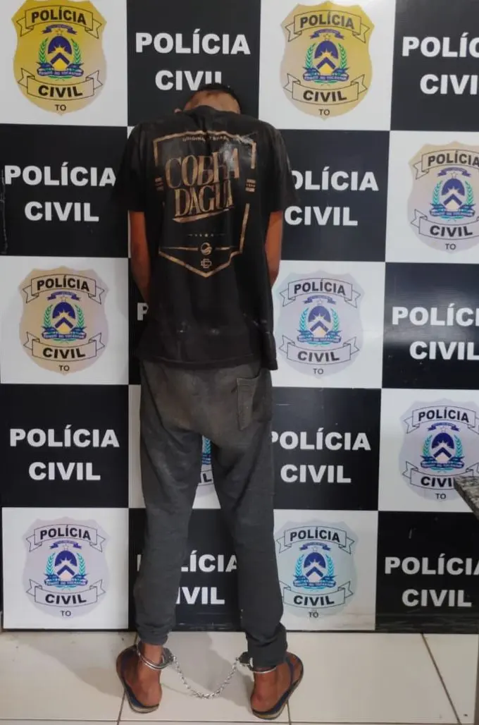 Suspeito com extensa ficha criminal é preso na manhã desta sexta-feira, 10, após pichar Área Reservada ao Comércio Ambulante (Arca), em Palmas - Divulgação SSP/TO