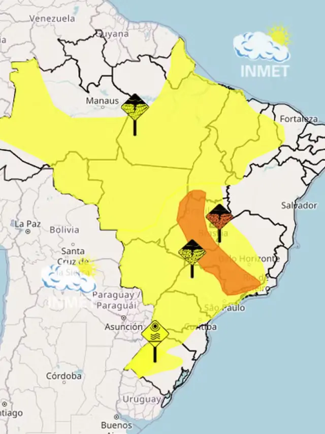 Previsão de chuvas atinge quase todo estado — Foto: Inmet/Reprodução

