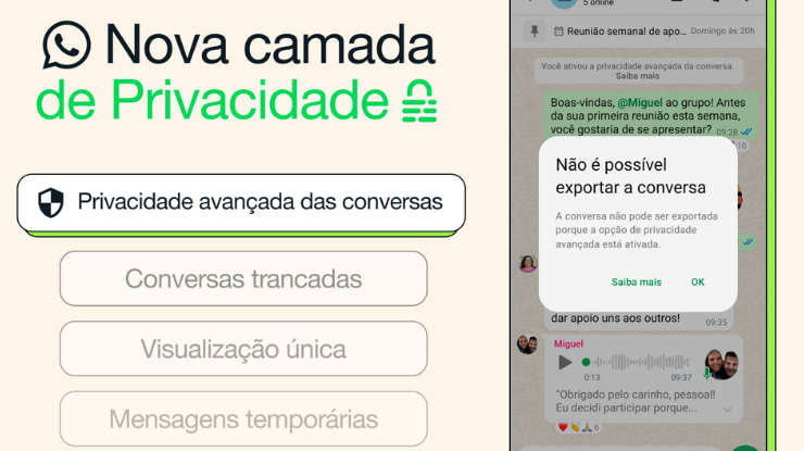 WhatsApp libera nova ferramenta de privacidade — Foto: Divulgação/WhatsApp WhatsApp libera nova ferramenta de privacidade — Foto: Divulgação/WhatsApp