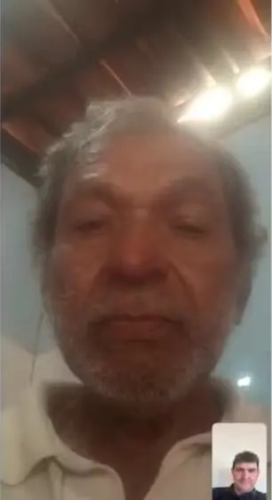 Raimundo Nonato durante chamada de vídeo com o advogado André Francelino — Foto: André Francelino/Arquivo Pessoal
