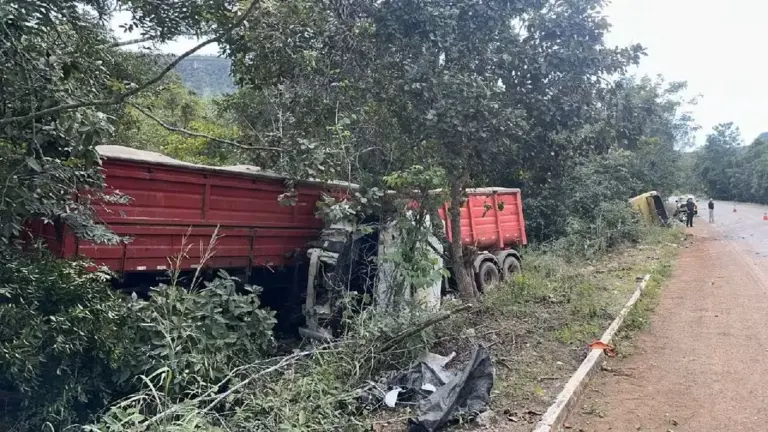 Acidente entre van e carreta na BR-010, em Aparecida do Rio Negro — Foto: Divulgação/PRF-TO