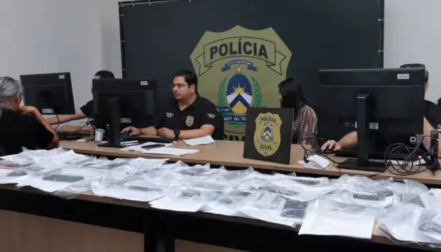 Celulares que serão devolvidos aos proprietários — Foto: Luiz de Castro/Governo do Tocantins