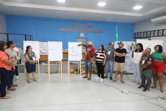 Lideranças indígenas participam das oficinas de escuta do Programa Jurisdicional de REDD+, apresentando as demandas e realidades de seus territórios — Foto: Manoel Júnior/Governo do Tocantins