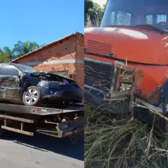 Batida entre carro e caminhão deixa um homem morto em Luzimangues — Foto: Arte g1/Patrício Reis/g1TO