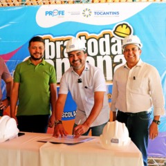 Governador Wanderlei Barbosa assina Ordem de Serviço para reforma da Escola Estadual Beira Rio, em Luzimangues - Foto:  Ezequias Araújo/Governo do Tocantins