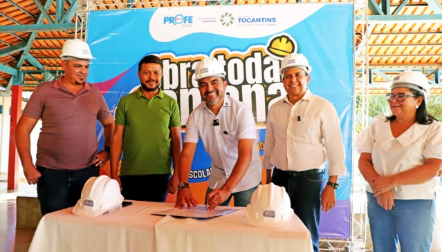 Governador Wanderlei Barbosa assina Ordem de Serviço para reforma da Escola Estadual Beira Rio, em Luzimangues - Foto:  Ezequias Araújo/Governo do Tocantins