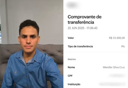 Wendler Silva devolveu Pix que recebeu por engano — Foto: Montagem/Wendler Silva/Arquivo Pessoal