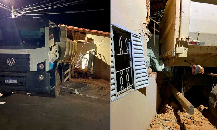 O veículo estava ligado e, sem motorista, desceu em marcha à ré até atingir a frente da casa e a moto - Foto: Montagem/ Divulgação
