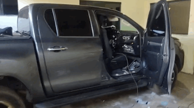 Caminhonete foi encontrada em casa cativeiro no distrito de Luzimangues - Foto: Divulgação PCTO