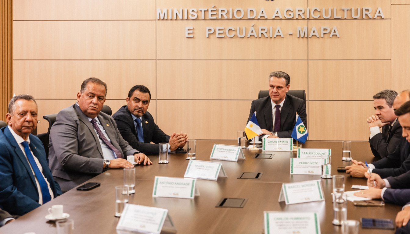 Governador do Tocantins, Wanderlei Barbosa, reuniu-se com o ministro da Agricultura e Pecuária, Carlos Fávaro, nessa quarta-feira, 6, em Brasília - Foto: Vinícius Santa Rosa/Governo do Tocantins