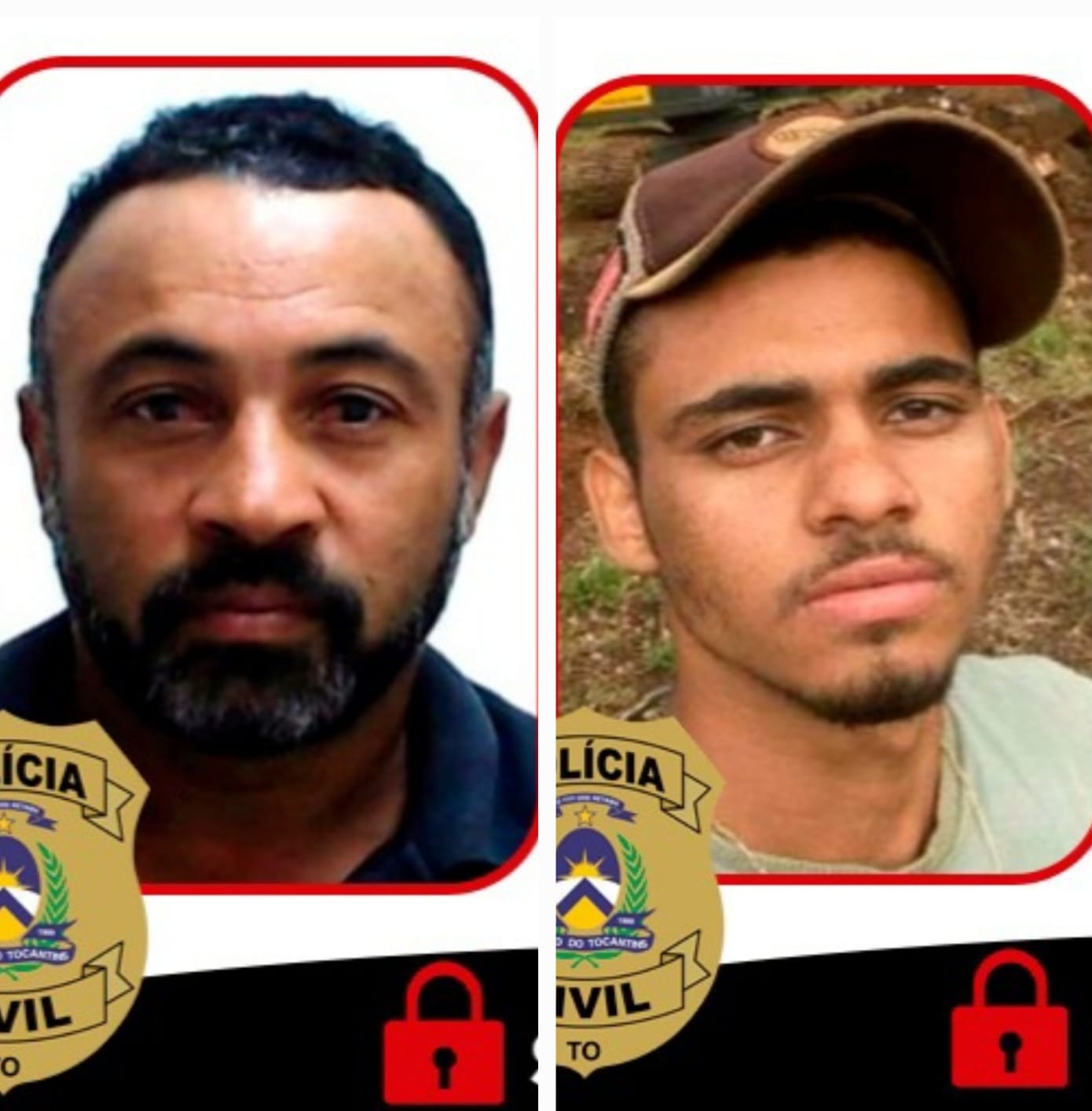 Valdimar Carvalho dos Santos, de 46 anos, e de seu filho Tiago Pereira dos Santos, de 19 anos estão sendo procurados pela  Polícia Civil do Tocantins - Foto: Divulgação/PCTO