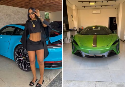 Investigação apontou que Karol Digital adquiriu carros de luxo — Foto: Reprodução Instagram Karol Digital/Divulgação Polícia Civil