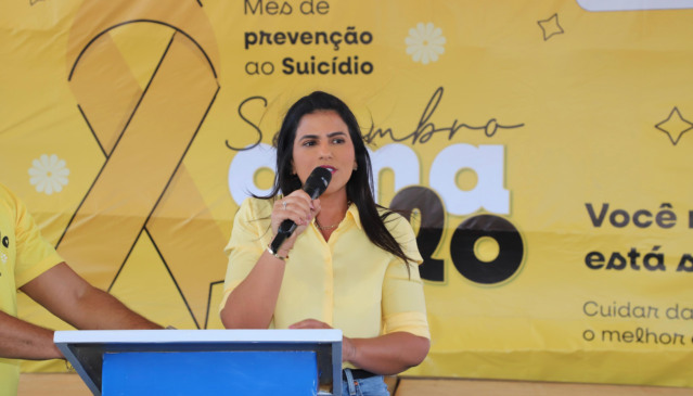 Durante a abertura do Setembro Amarelo, primeira-dama Karynne Sotero destacou a importância de levar o projeto às escolas e comunidades mais vulneráveis - Foto: Loise Maria/Governo do Tocantins