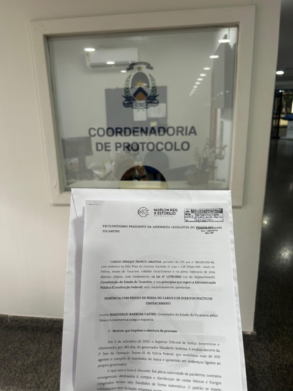 Em meio à Operação, Amastha protocola pedido de impeachment na Aleto