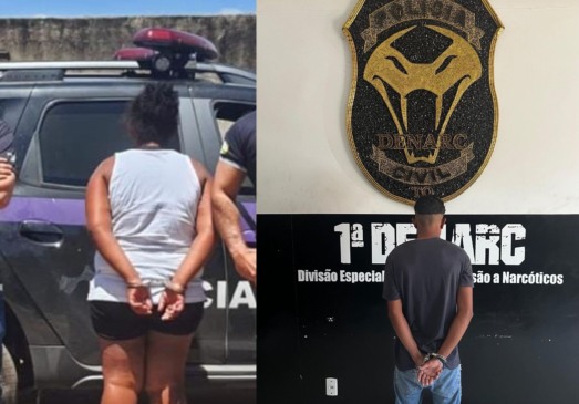 O Homem foi preso no Distrito de Luzimangues e a mulher foi capturada pela Polícia Civil do Tocantins na cidade de Almas - DICOM SSP TO 