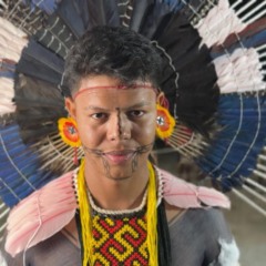 Elias Karajá, fez o papel do Tainahaky, o estrela jovem que ensina os Karajá a plantar e da as sementes - Foto:  Foto @marcojacobbrasil 