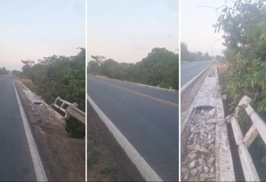 Moradores reclamam da falta de reparos na barreira de segurança de ponte na BR-153 — Foto: Antônio Gomes/Arquivo pessoal