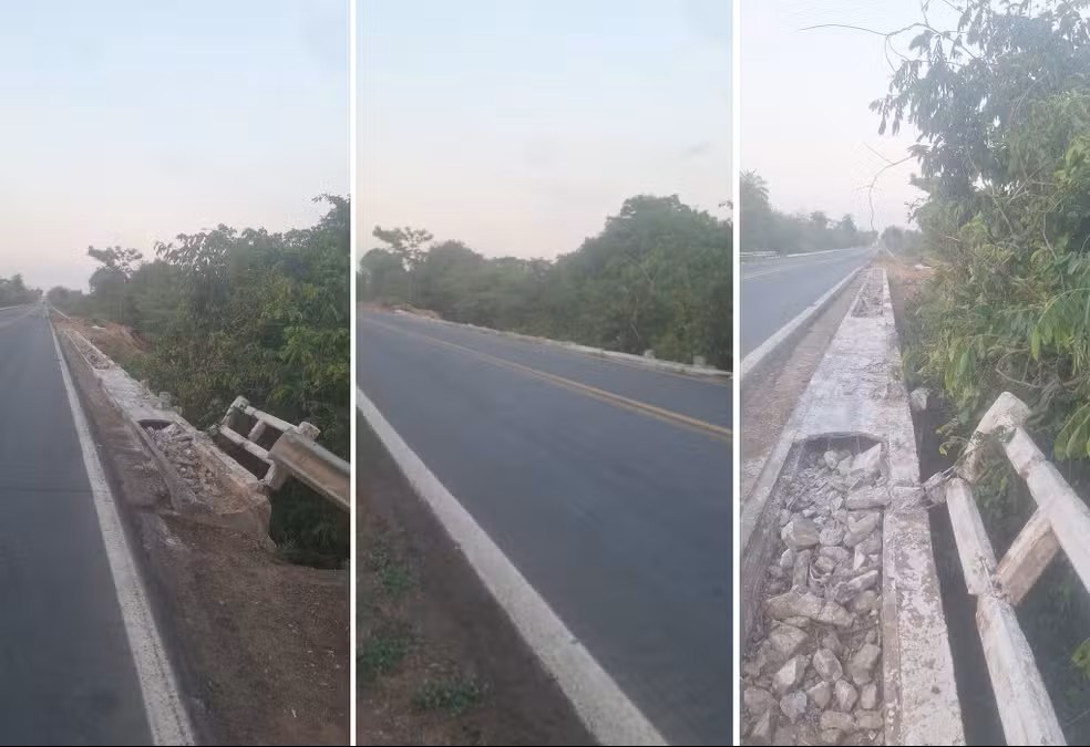 Moradores reclamam da falta de reparos na barreira de segurança de ponte na BR-153 — Foto: Antônio Gomes/Arquivo pessoal