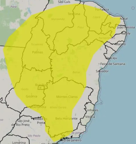 Tocantins tem alerta amarelo de baixa umidade em Palmas e em outras 43 cidades; Veja recomendações