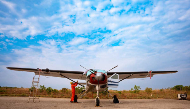 Avião busca identificar áreas com potencial de exploração mineral, incluindo minerais estratégicos voltados à transição energética, como as terras raras.

Foto: Igo Estrela/SGB