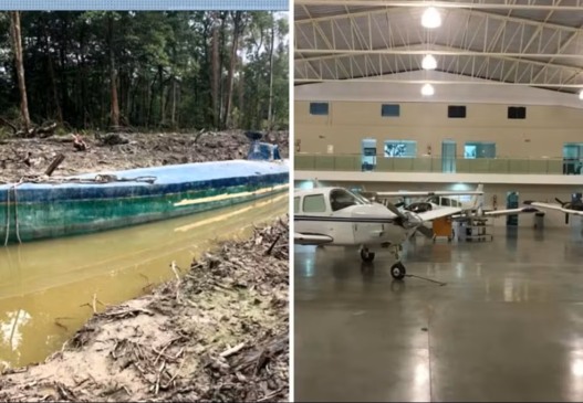 Grupo usava aviões e até um submarino improvisado — Foto: Reprodução TV Anhanguera/Divulgação Polícia Federal