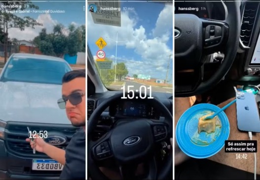 Filho de servidora pública ostenta com caminhonete do governo em Palmas — Foto: Hans Gutemberg/Instagram