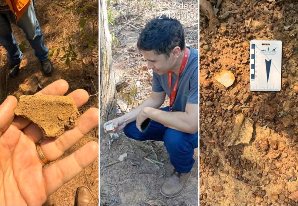Vestígios de ferramentas pré-históricas foram encontrados em fazenda de Talismã — Foto: Divulgação/Prefeitura de Talismã Vestígios de ferramentas pré-históricas foram encontrados em fazenda de Talismã — Foto: Divulgação/Prefeitura de Talismã