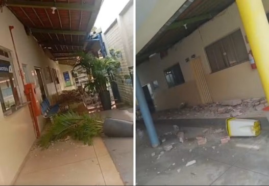 Parte do teto de escola desabou em Palmas — Foto: Rafael Alves/Reprodução Instagram R1 Palmas