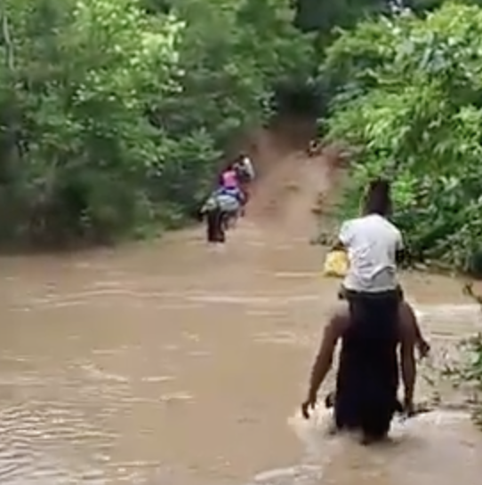 Chuvas isolam comunidade no TO e moradores cobram ponte para evitar travessia perigosa de córrego; VÍDEO