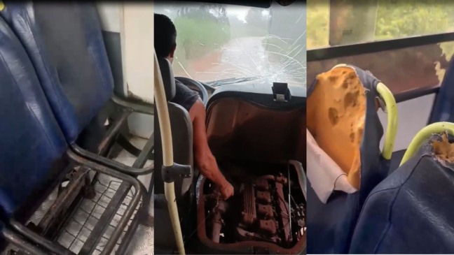 Perigo! Denúncia aponta ônibus escolares circulando até com tampa do motor aberta em cidade do TO