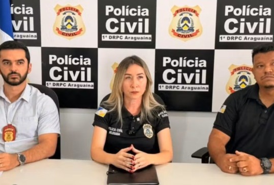 Delegada Sarah Lilian Rezende aprensentou a conclusão do caso em coletiva de imprensa — Foto: Divulgação/SSP/Gabriela Leal