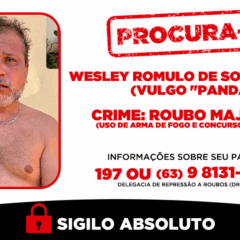 Informa&ccedil;&otilde;es sobre o paradeiro do suspeito podem ser repassadas &agrave; DRR pelo WhatsApp (63) 9 8131-9820 ou pelo 197; sigilo &eacute; garantido - Foto: Dicom SSP/TO