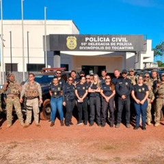 Pol&iacute;cia Civil cumpre mandados durante opera&ccedil;&atilde;o contra fraudes em Divin&oacute;polis do Tocantins &mdash; Foto: Pol&iacute;cia Civil