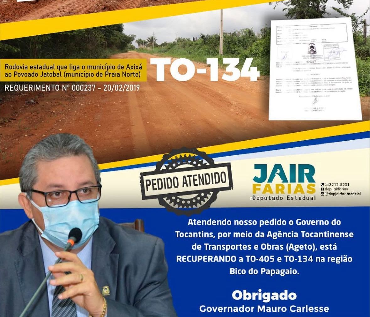 Luta de anos de Jair Farias: pavimentação da TO-134 começa a se tornar realidade