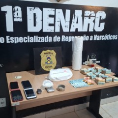  Grande quantidade de dinheiros e drogas apreendidos pela PCTO em Palmas - Foto: PCTO 