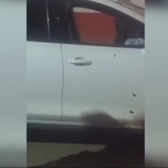 Carro foi atingido por disparos em Lajeado &mdash; Foto: Lajeado Mil Grau/Reprodu&ccedil;&atilde;o
