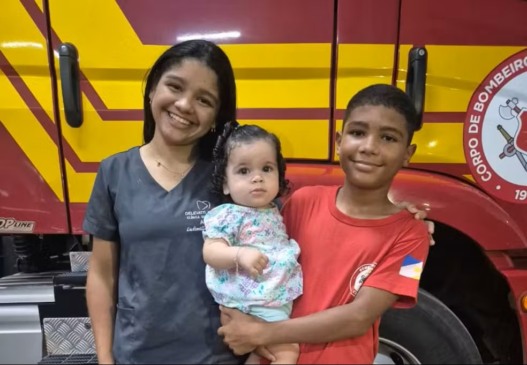 Adolescente salvou a sobrinha usando manobras de desengasgo — Foto: Divulgação/ 7ª CIBM de Guaraí