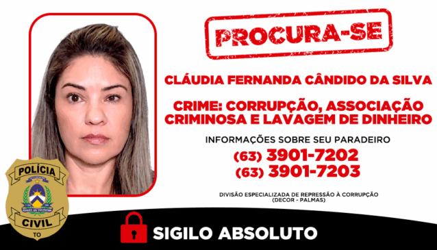  Cláudia Fernanda Cândido da Silva é considerada foragida - Foto: Divulgação PCTO