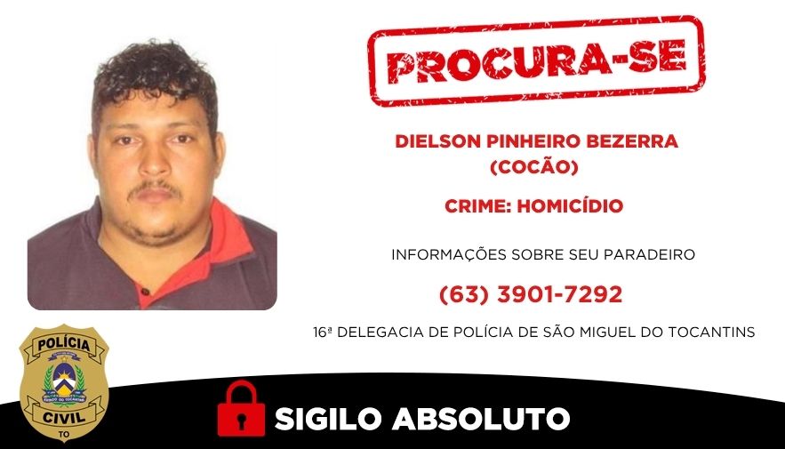 Homem é considerado foragido e é procurado pela Polícia Civil - Foto: DICOM SSP TO Homem é considerado foragido e é procurado pela Polícia Civil - Foto: DICOM SSP TO