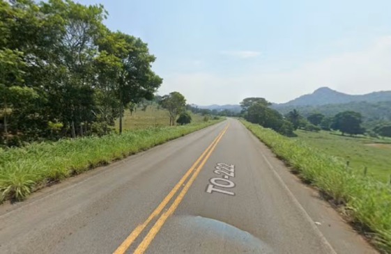 Rodovia TO-222, trecho em Aragominas (TO) — Foto: Reprodução/Google