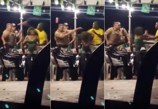 Policial militar foi agredido com lata de cerveja — Foto: Reprodução/Redes Sociais
