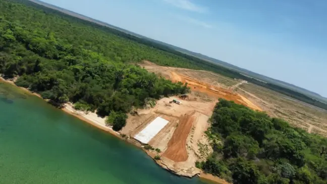 Vista aérea da obra da Pedro Afonso Bioenergia, ligada a bp bioenergy, às margens do Rio Tocantins, na Fazenda Gorgulho - Foto: Arquivo Pessoal