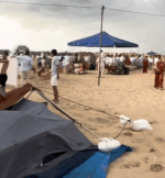 Temporal muda planos e obriga convidados a correr por abrigo durante casamento em praia do Araguaia